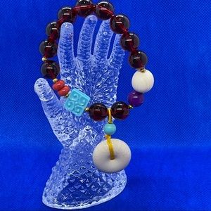 Cherry colour beads Bakelite bracelet